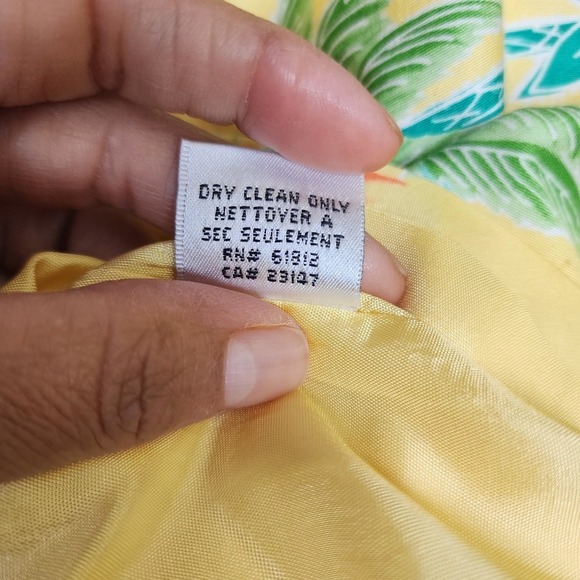 Talbots Petites Tropical Palm Print Womens Sheath Dress 10P Yellow Vintage Beach - Picture 6 of 8